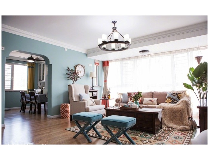 【黄海明珠】150平米乡村田园风格装修案例鉴赏