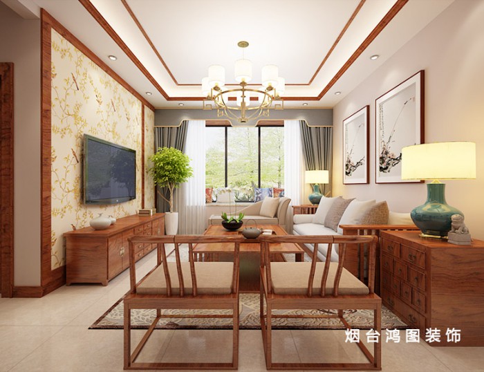 鸿图装饰—天颐郦城新中式风格禅意空间