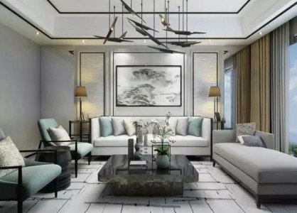 青岛家装公司：新中式沙发背景墙每个都想搬回家