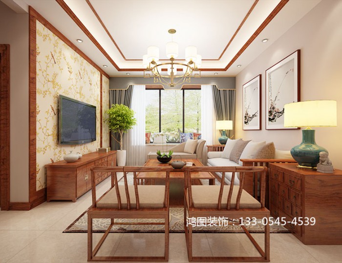 新中式风格案例：天颐郦城117平米新中式风格案例