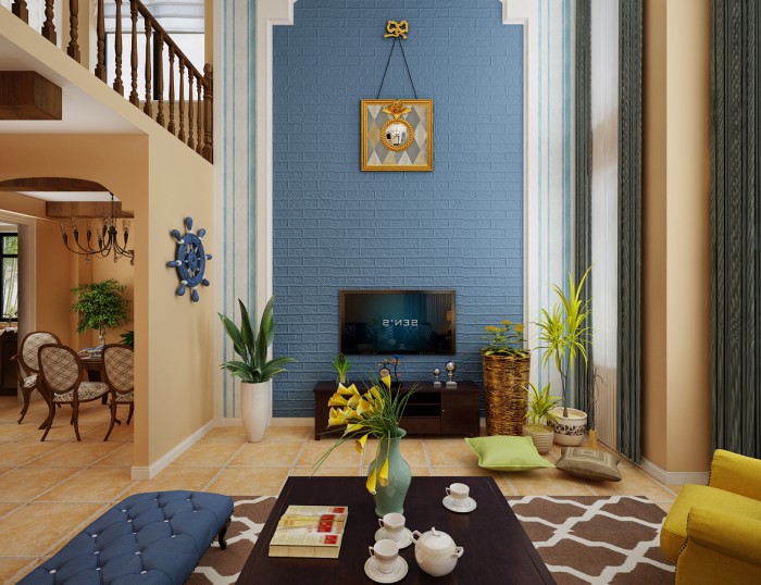 南海英伦湾190㎡地中海风格装修效果图