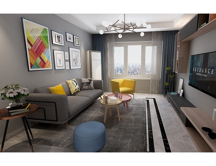 领秀珊瑚湾100㎡北欧风格效果图