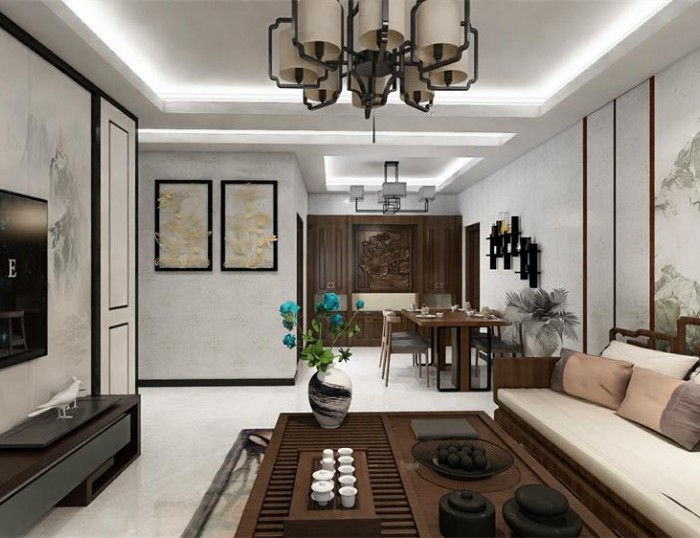 星雨华府106㎡新中式装修效果图