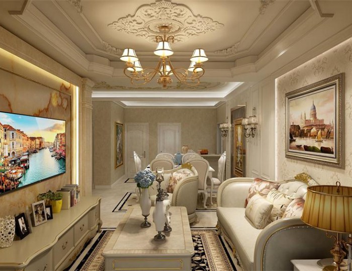 星雨华府106㎡欧式装修效果图