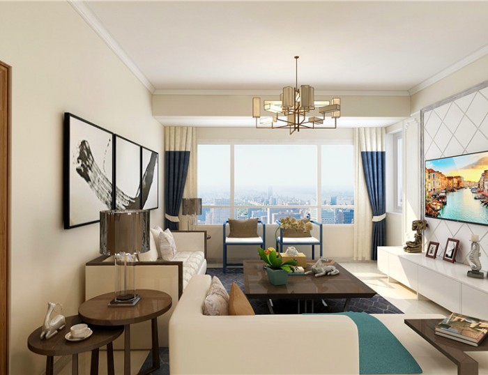 山海城110㎡新中式风格装修效果图