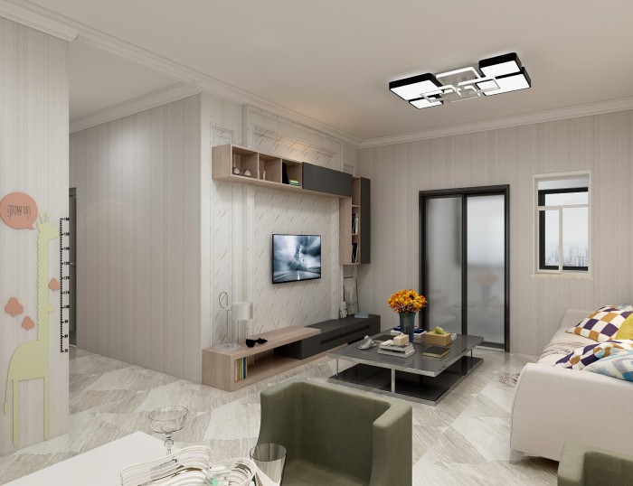 中联依山伴城86㎡现代简约风格实景装修效果图