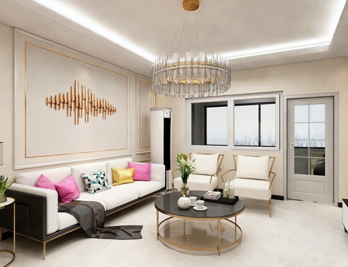 水发润城汀园105㎡现代轻奢风格装修效果图